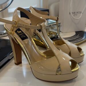 Cream and Gold High Heel Sandals
